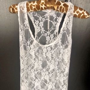 White lace racerback tank top NEW - M